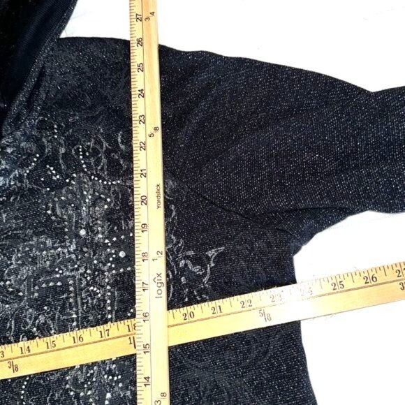Maurices Womens Black Sequin Embellished Zip Up Hoodie Size 3X - Picture 8 of 8